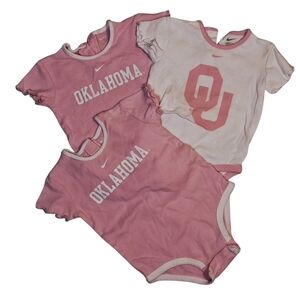 NIKE  Set Of 3 OU Oklahoma Sooners Baby Girl 3–6M Pink Onsies